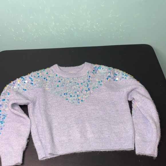 Zara kids Sequin Embellished Lavender Sweater size large girls - bundle and save - Picture 2 of 6